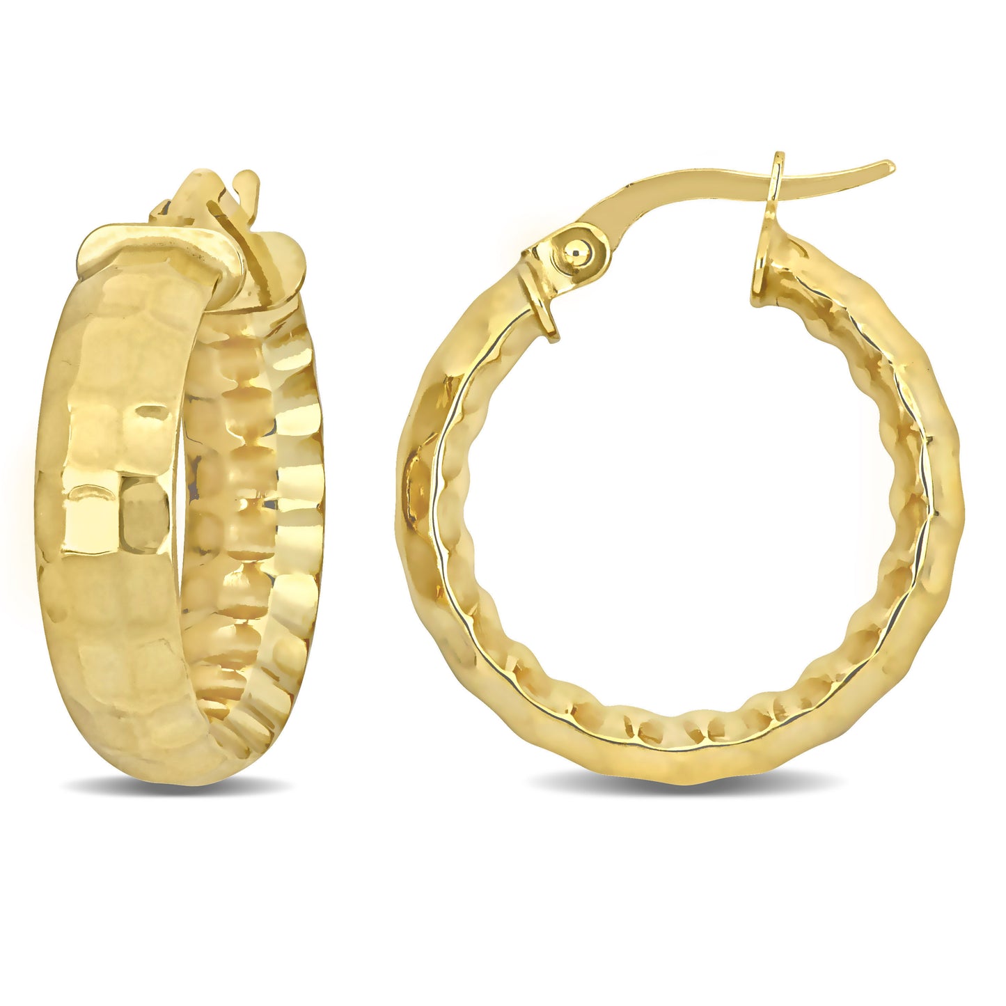 Faceted Hoop Earrings in 14k Yellow Gold