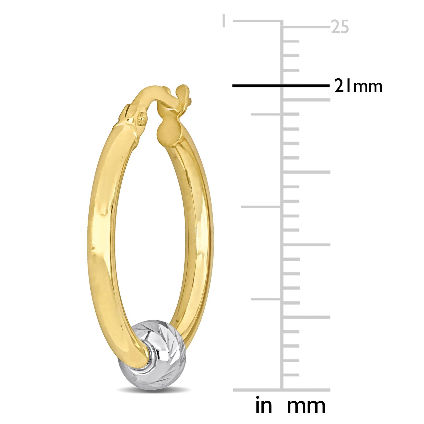 White Dot Hoops in 14k Yellow Gold