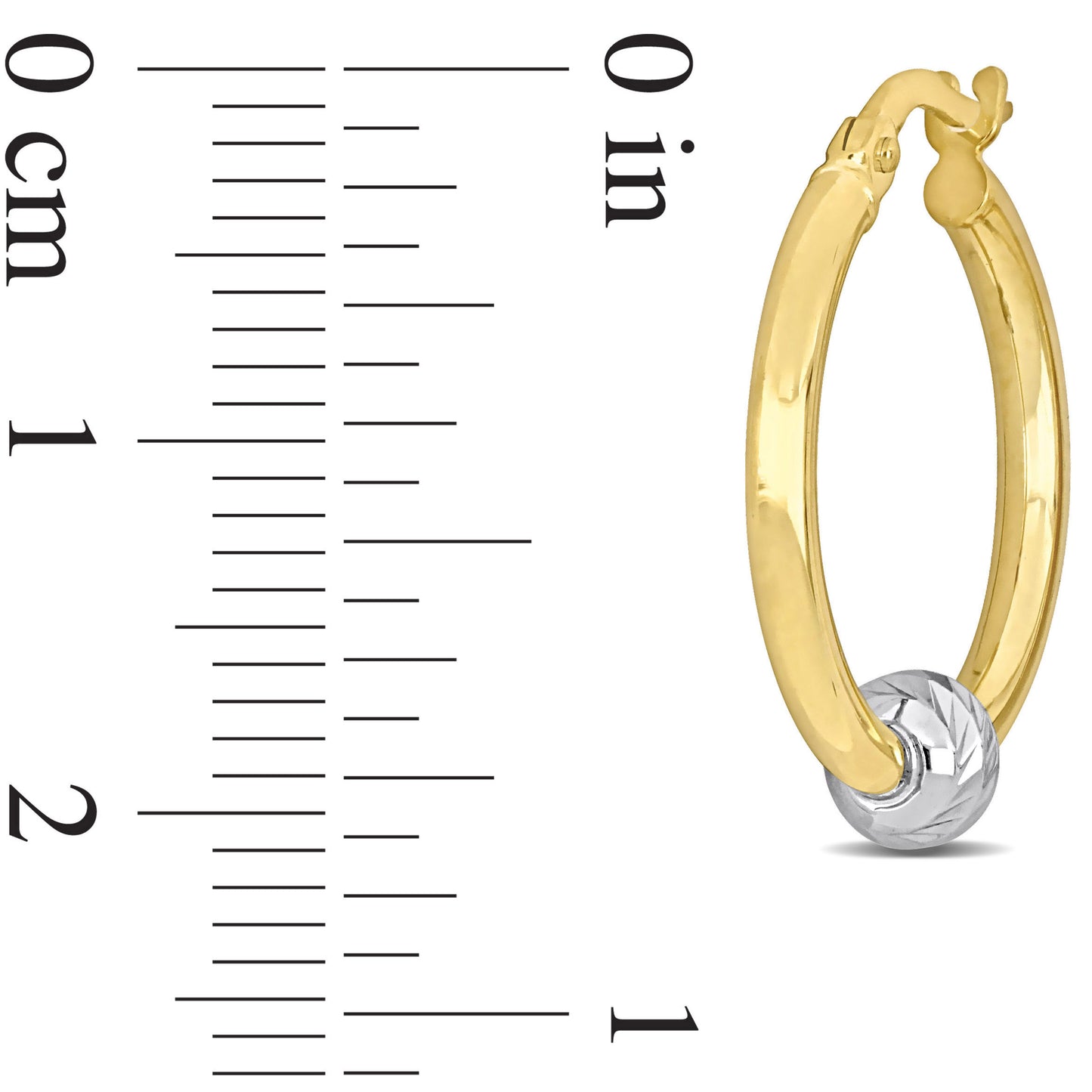 White Dot Hoops in 14k Yellow Gold