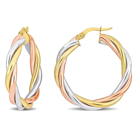 Twisted Hoops in 14k 3-Tone Gold