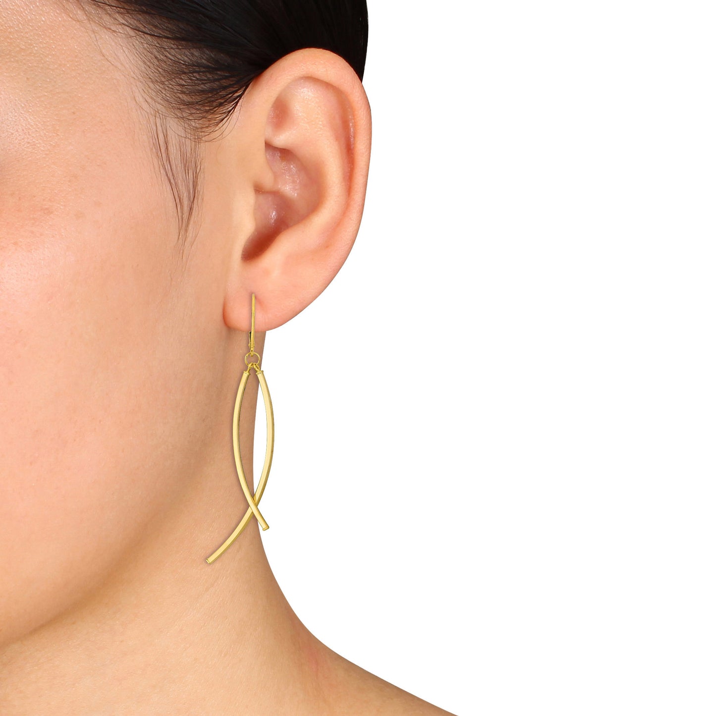 Cross Hoop Earrings in 10k Yellow Gold