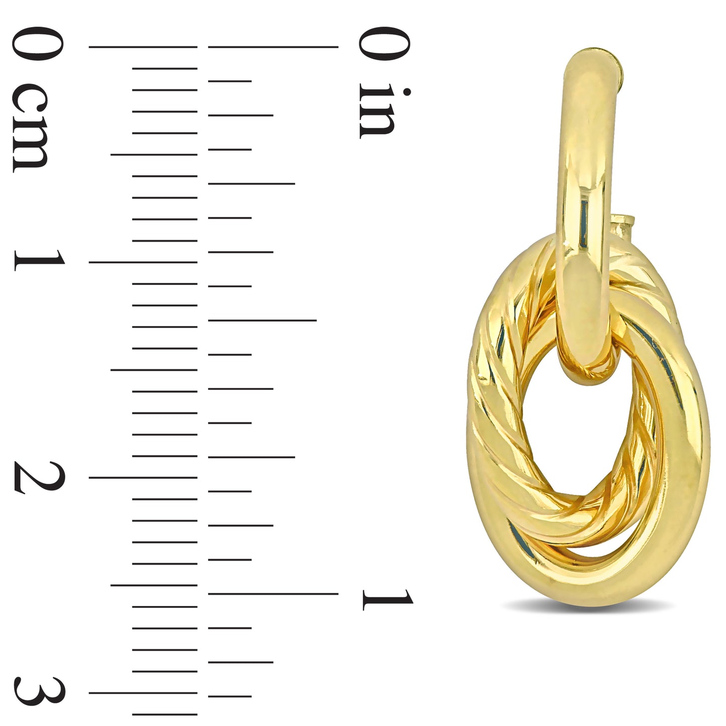 Hanging Douple Hoop Earrings in 10k Yellow Gold