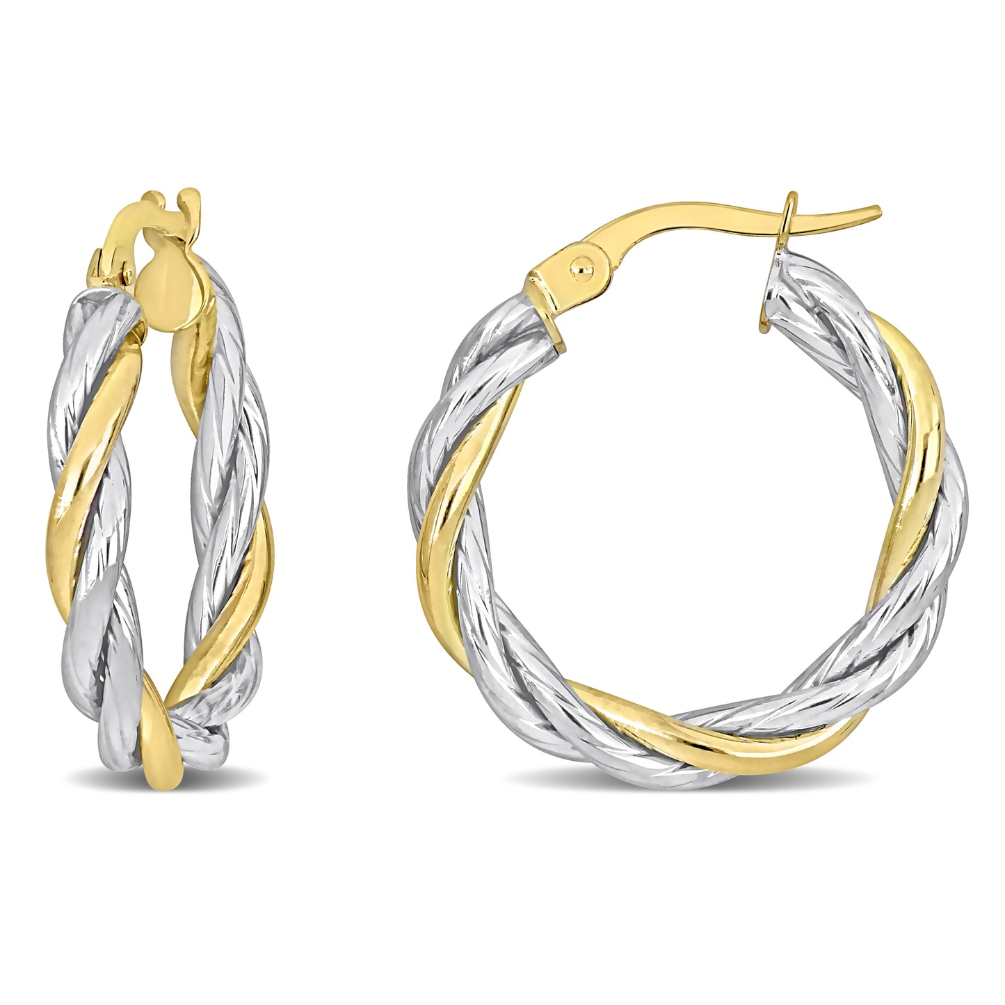 Twisted Hoop Earrings in 10k 2-Tone Gold