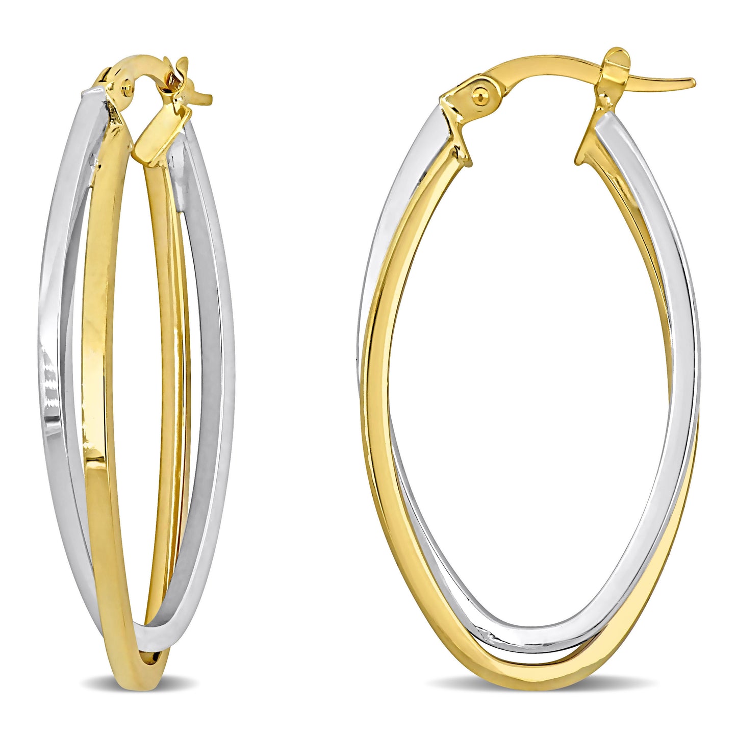 Oval Hoop Earrings in 10k 2-Tone Gold