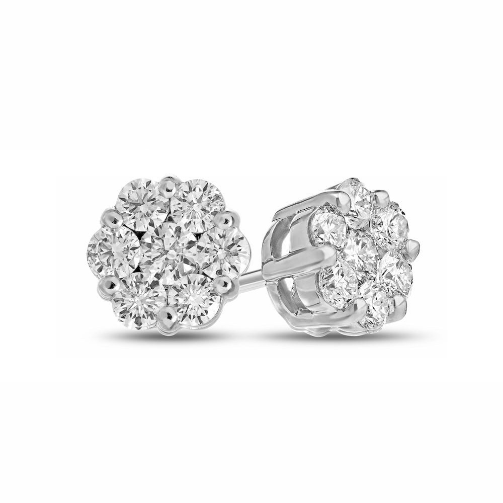 0.30ct Diamonds Cluster Stud Earrings in 14k White Gold