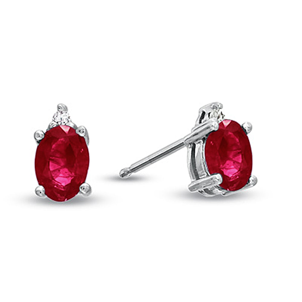 Ruby & Diamond Earrings in 14k White Gold