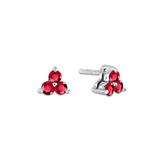 0.40ct Ruby Three Stone Earring in 14k Gold