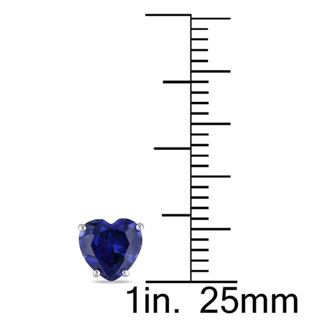 Blue Sapphire Heart Earrings in 10k White Gold
