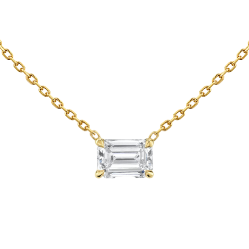 East-West Emerald Diamond Necklace