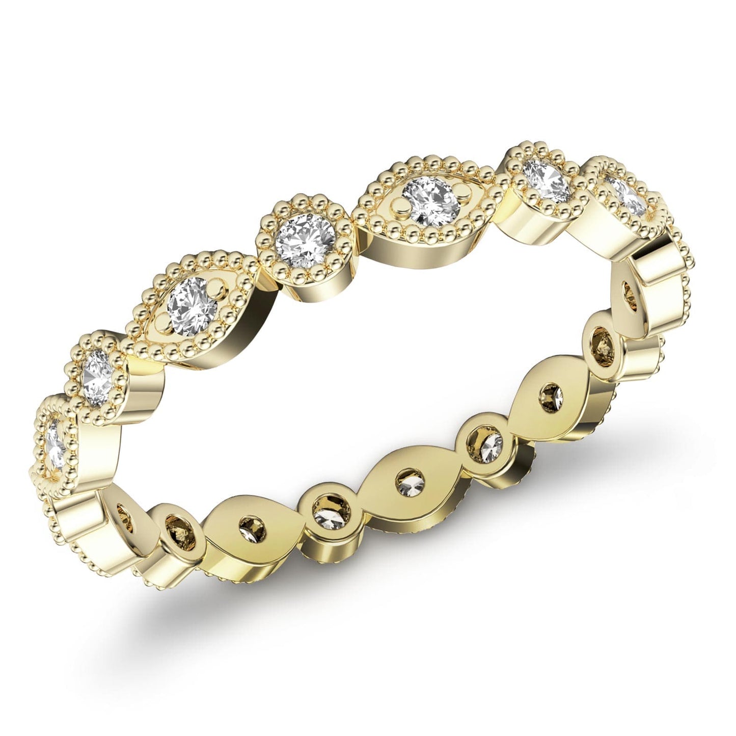 1/4ct Marquise & Dot Diamond Eternity Ring in 14k Gold