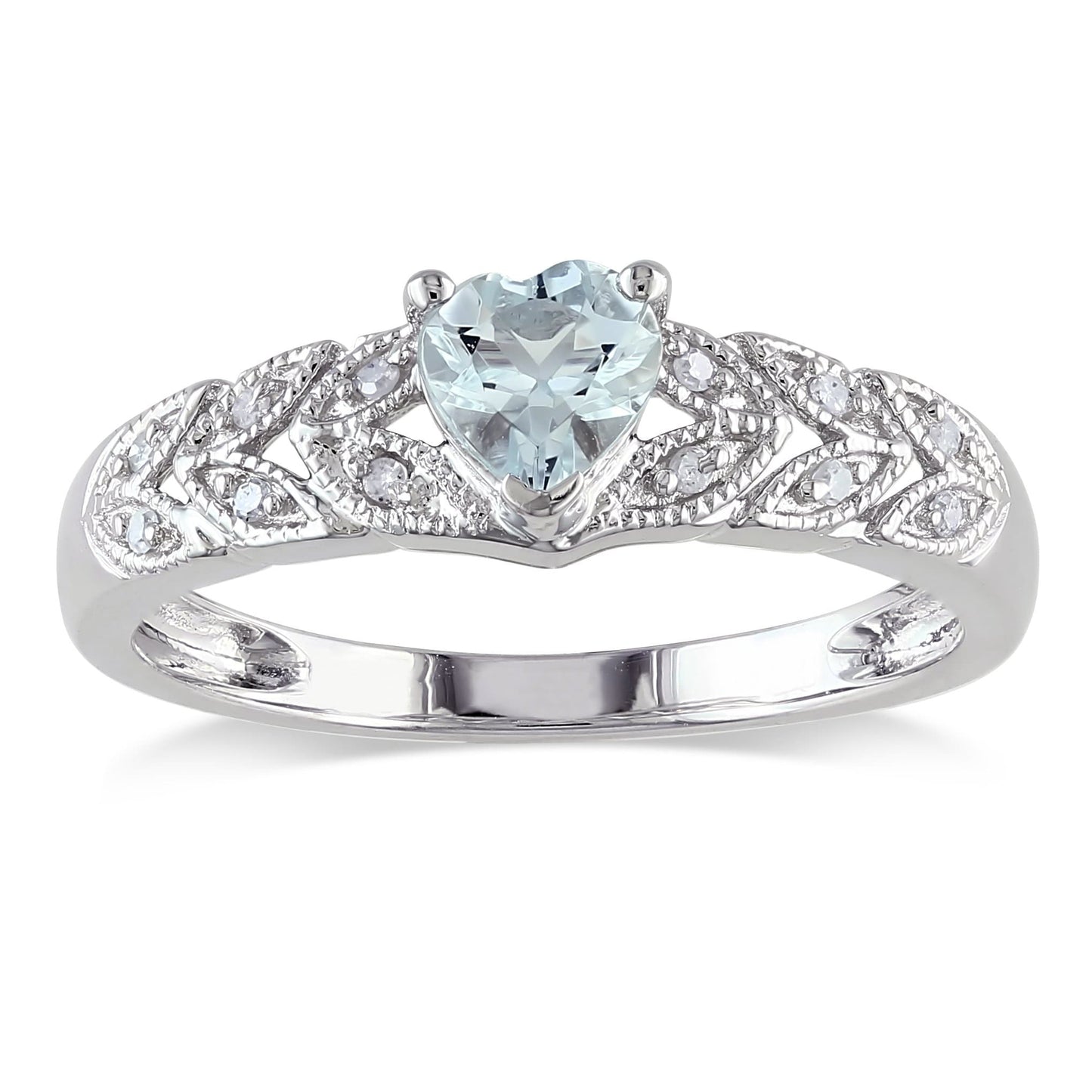Sophia B 3/8ct Diamond & Aquamarine Heart Ring
