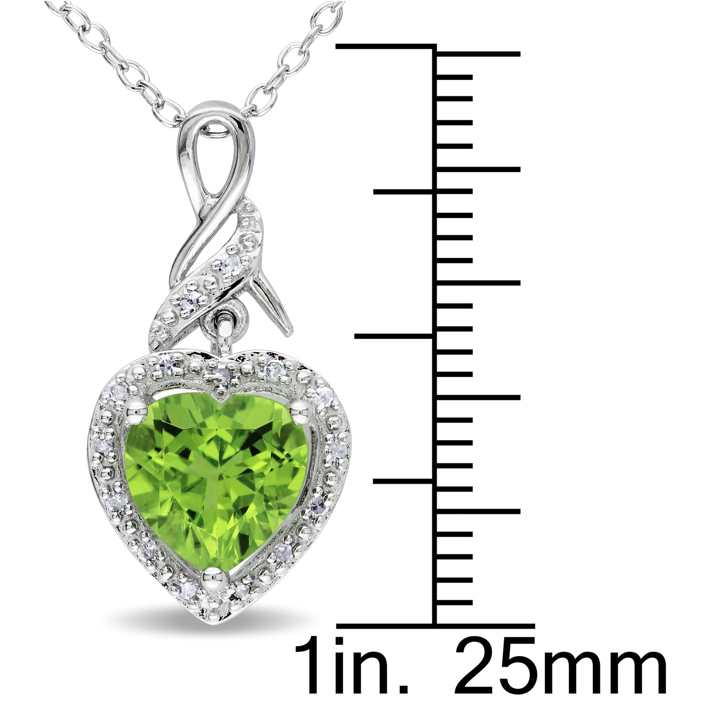1.67ct Peridot & 0.06ct Diamond Heart Twist Pendant in Sterling Silver