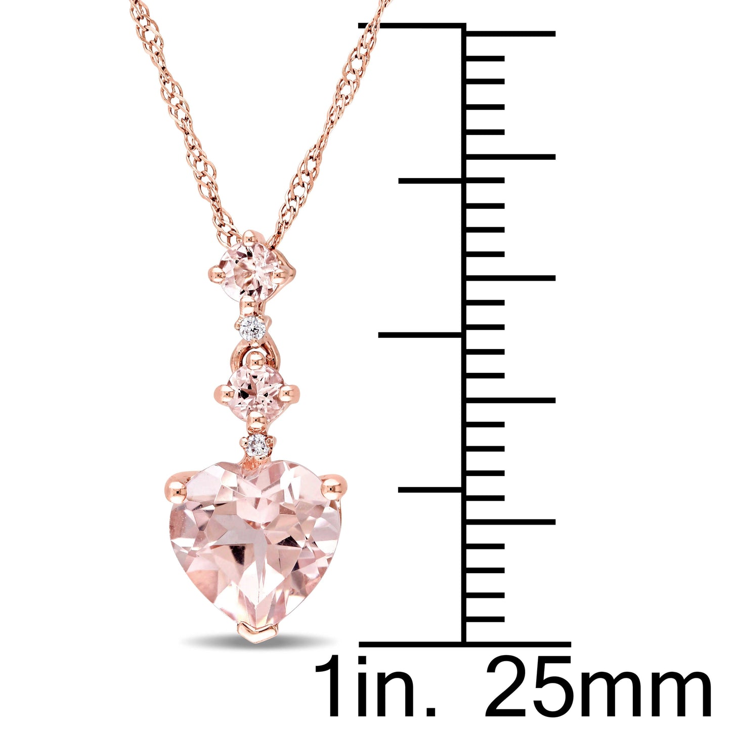 Sophia B Heart Morganite & Diamond Tiered Necklace in 14k Rose Gold