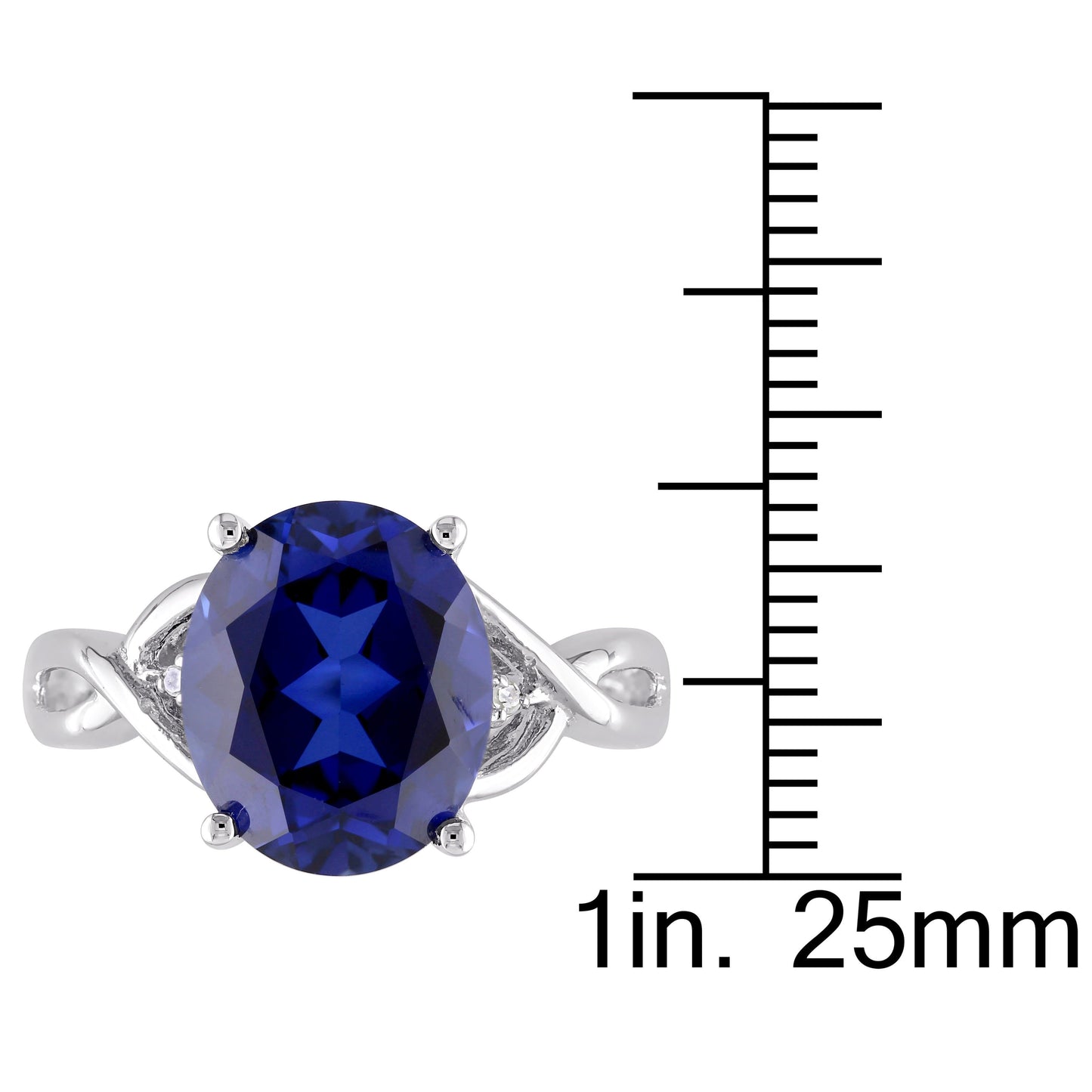 Sophia B 7 1/2ct Created Blue Sapphire Ring with Diamond Accents