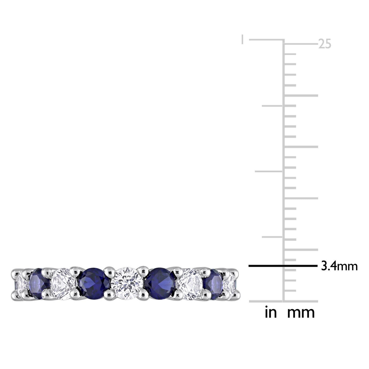 3 1/2ct Blue & White Sapphire Eternity Band in Sterling Silver