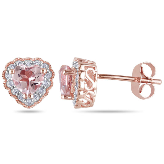 1/10ct Diamond & 1ct Morganite Earrings