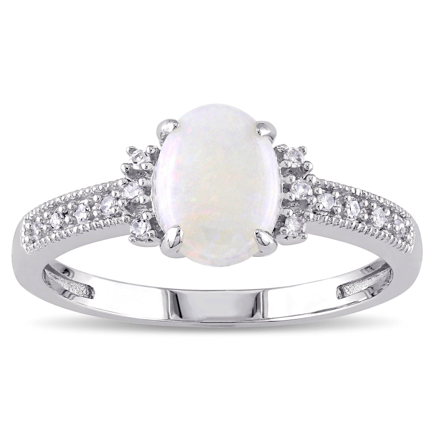 Sophia B 3/4ct White Opal Ring with Diamond Accents