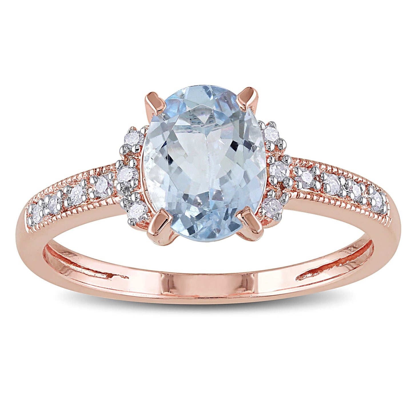 Sophia B Oval Cut Aquamarine & Diamond Ring