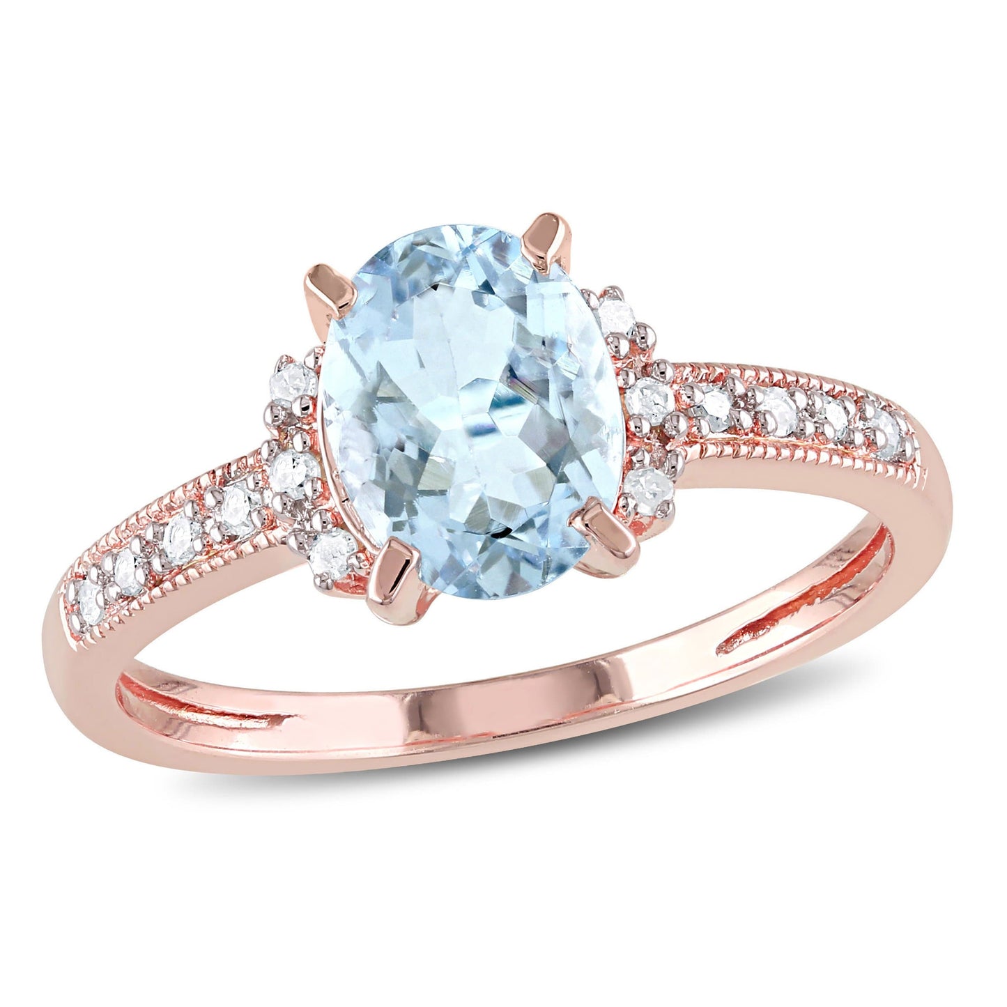 Sophia B Oval Cut Aquamarine & Diamond Ring