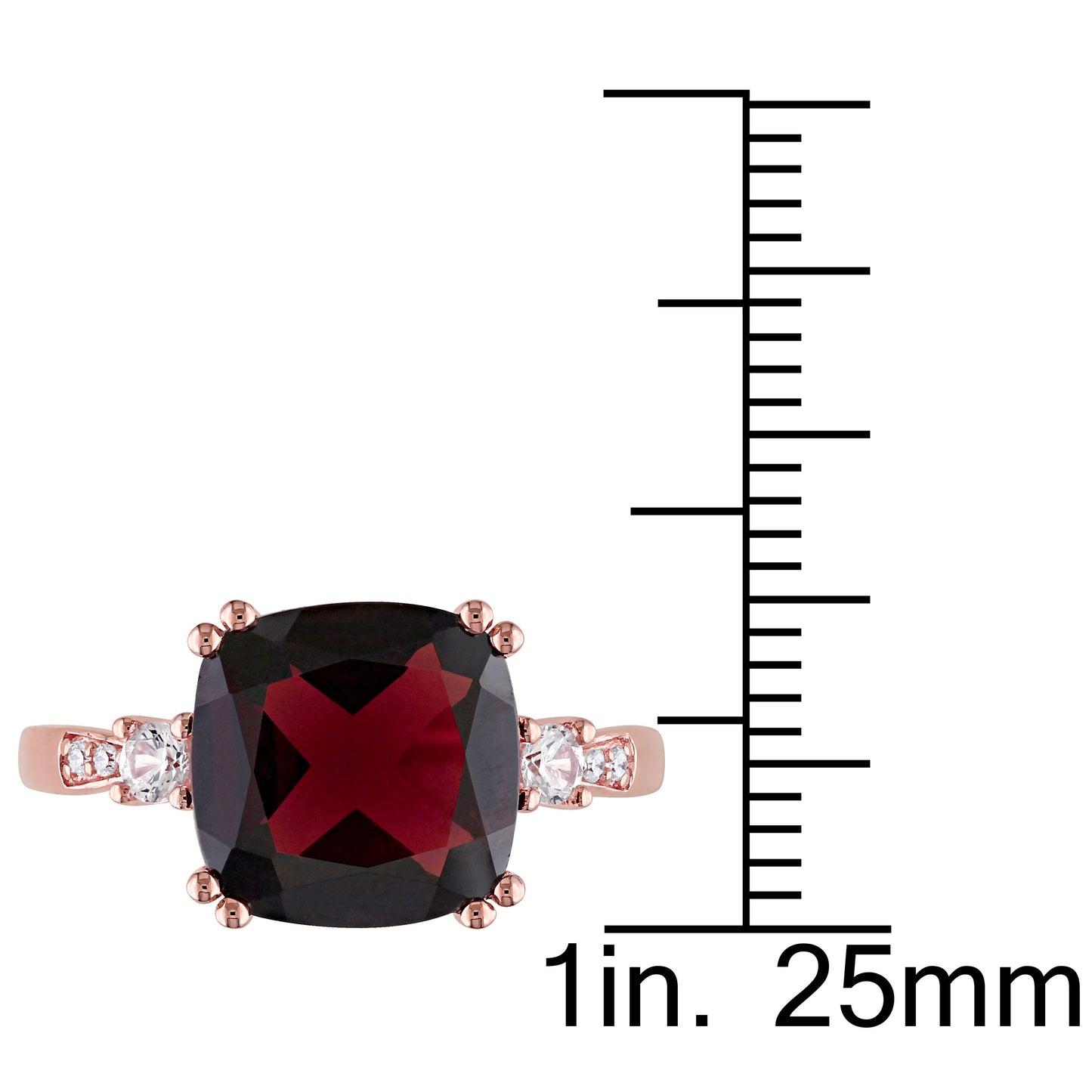 Garnet, White Sapphire & Diamond Ring in 10k Rose Gold