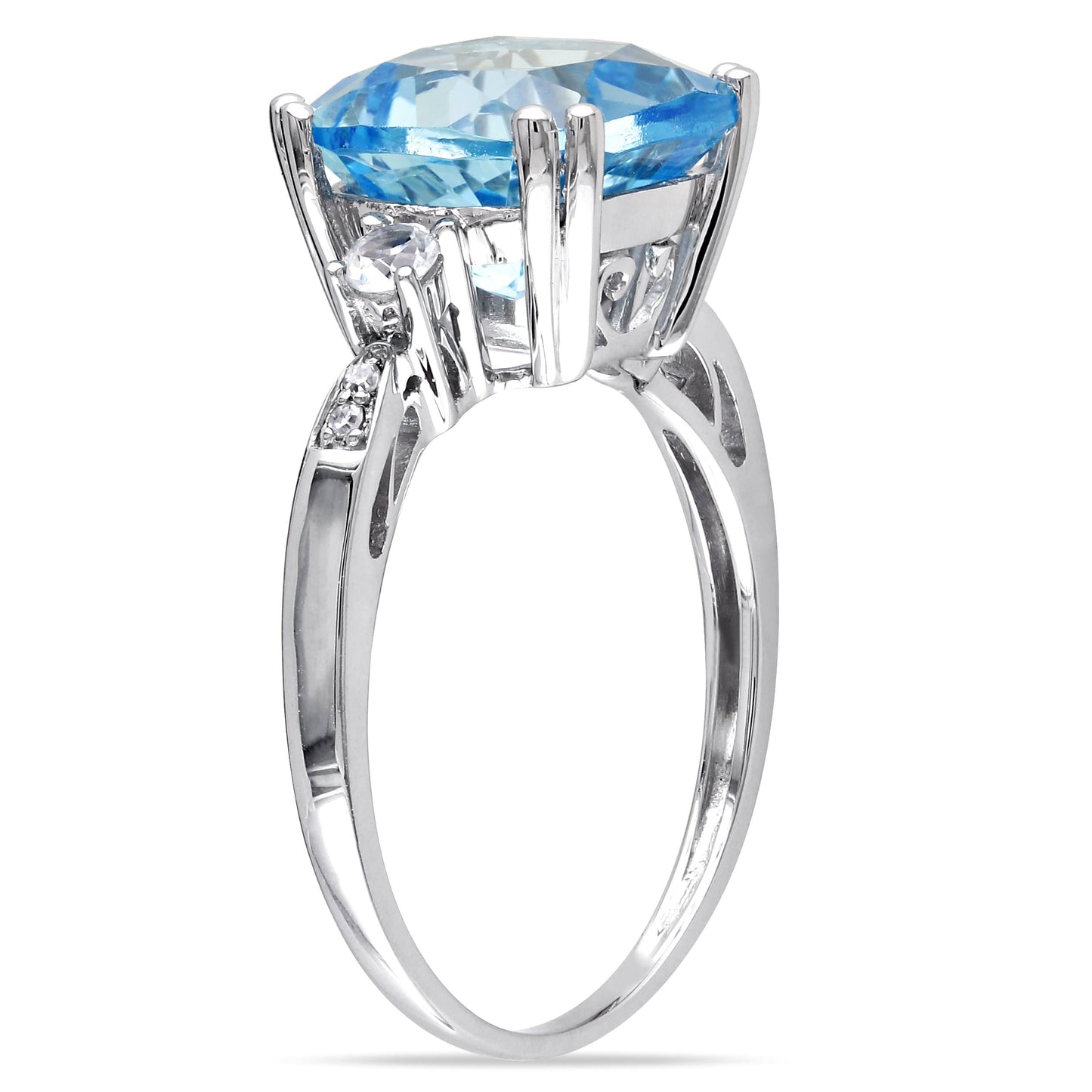 Sophia B 5 5/8 Blue Topaz, Created White Sapphire & Diamond Ring