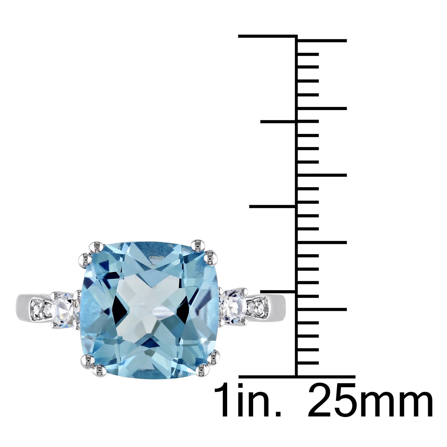 Sophia B 5 5/8 Blue Topaz, Created White Sapphire & Diamond Ring