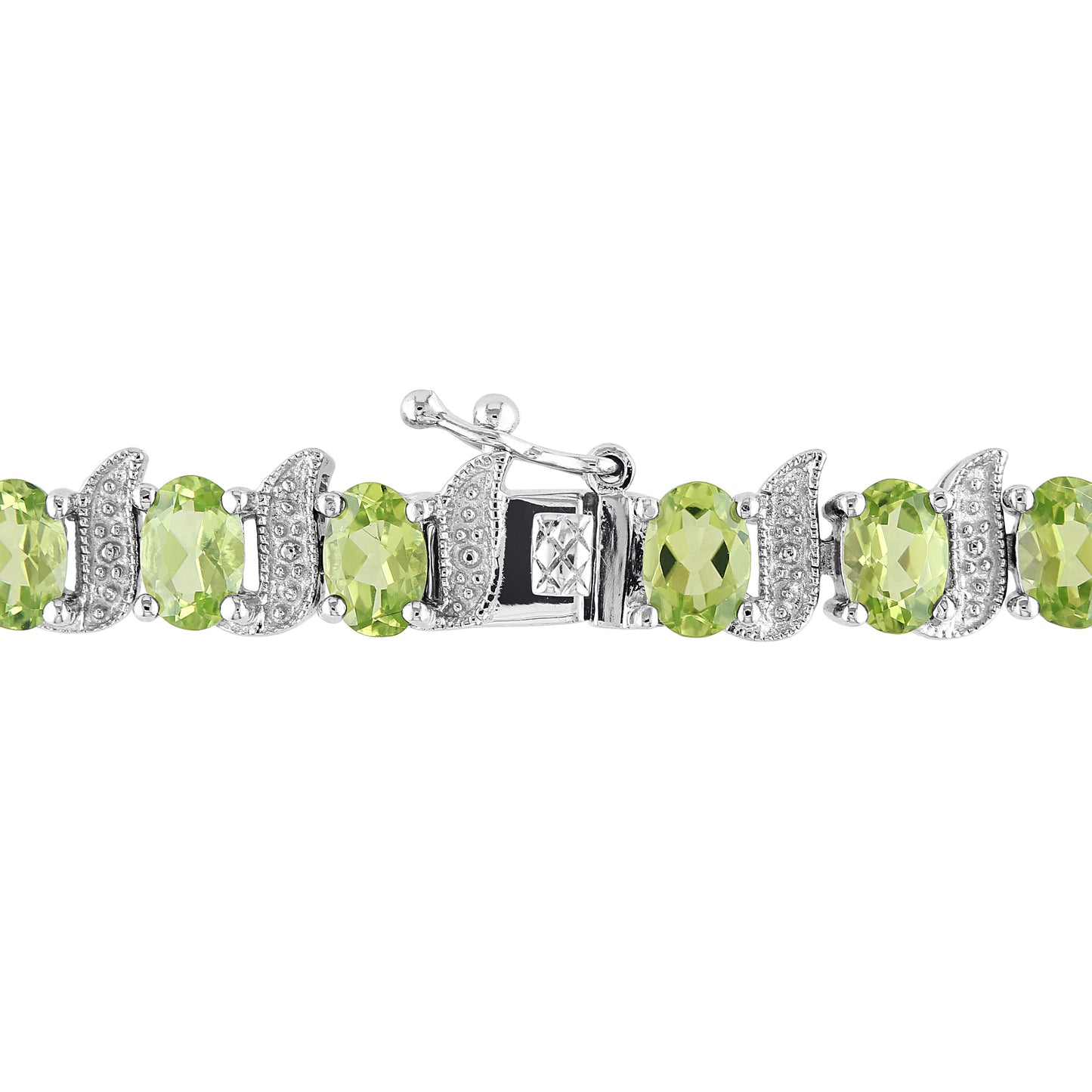 11 1/4ct Peridot & 0.03ct Diamond Bracelet in Sterling Silver