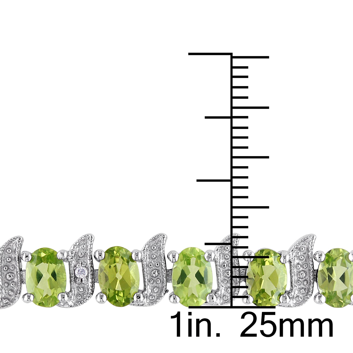 11 1/4ct Peridot & 0.03ct Diamond Bracelet in Sterling Silver