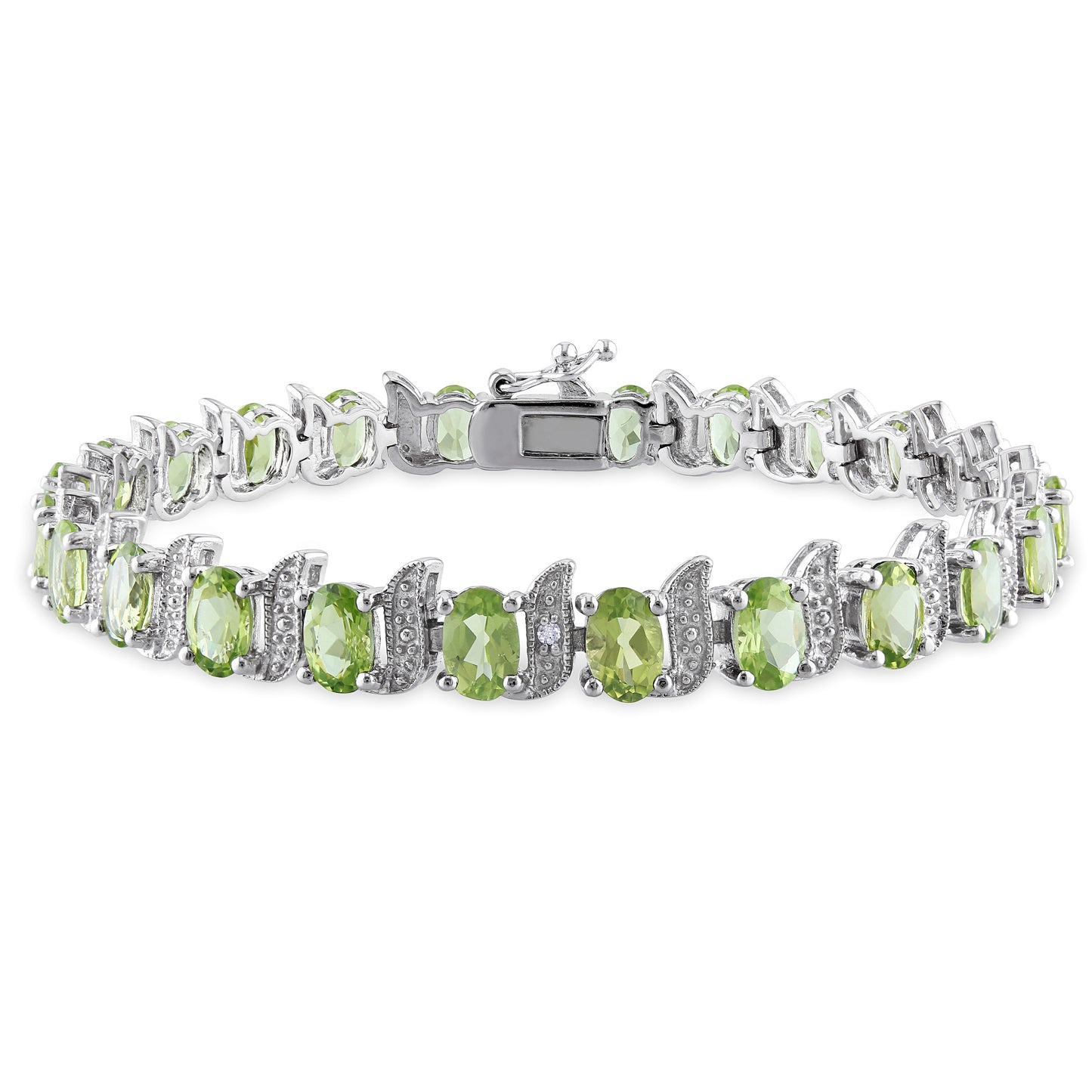 11 1/4ct Peridot & 0.03ct Diamond Bracelet in Sterling Silver