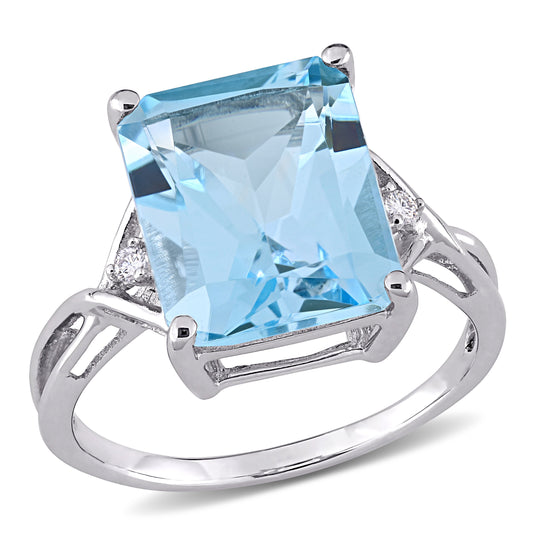 7 1/2ct Octagon Sky Blue Topaz Ring in Sterling Silver