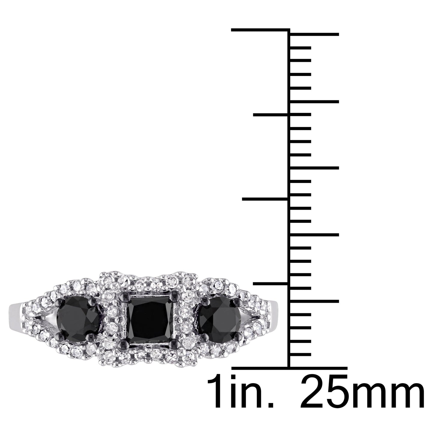 Sophia B 3-Stone Black & White Diamond Ring in 10k White Gold