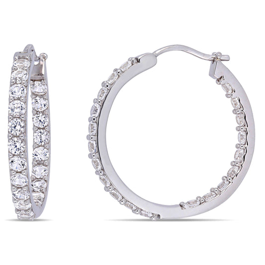3.6ct White Sapphire Hoops in Sterling Silver