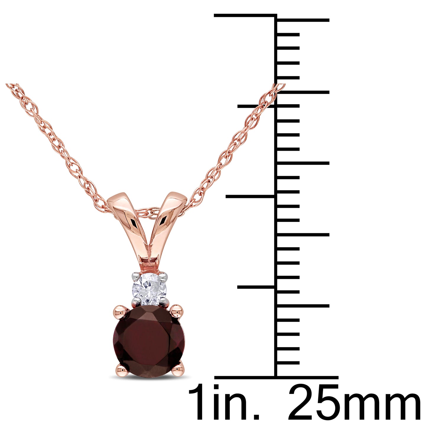 Garnet & Diamond Necklace in 10k Rose Gold