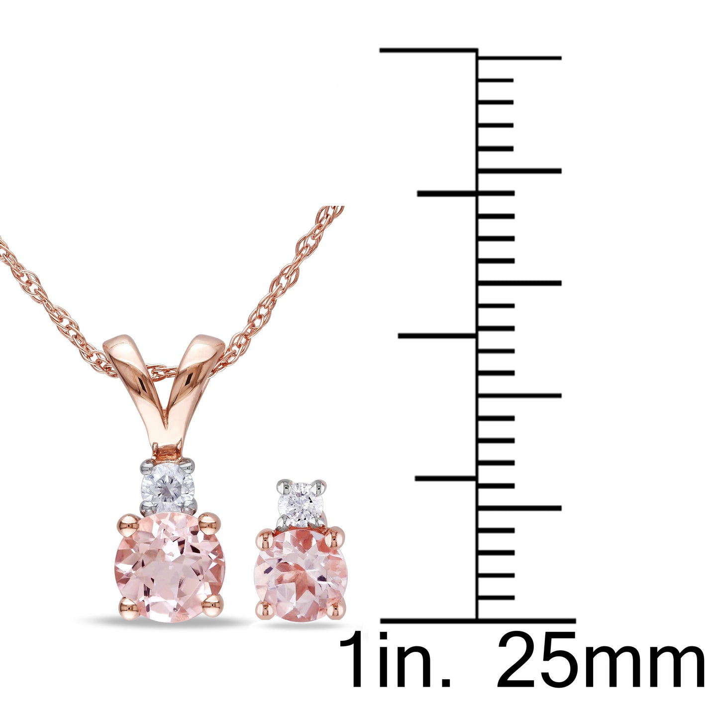 Sophia B Diamond & Morganite Earrings & Necklace Set