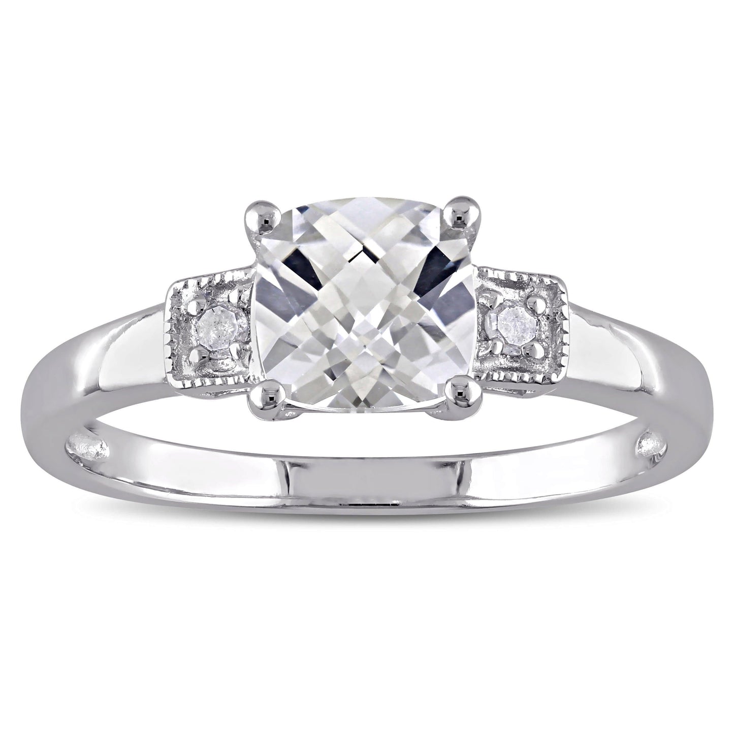 Sophia B 1 1/4ct Lab-Created White Sapphire Ring with Diamond Accents