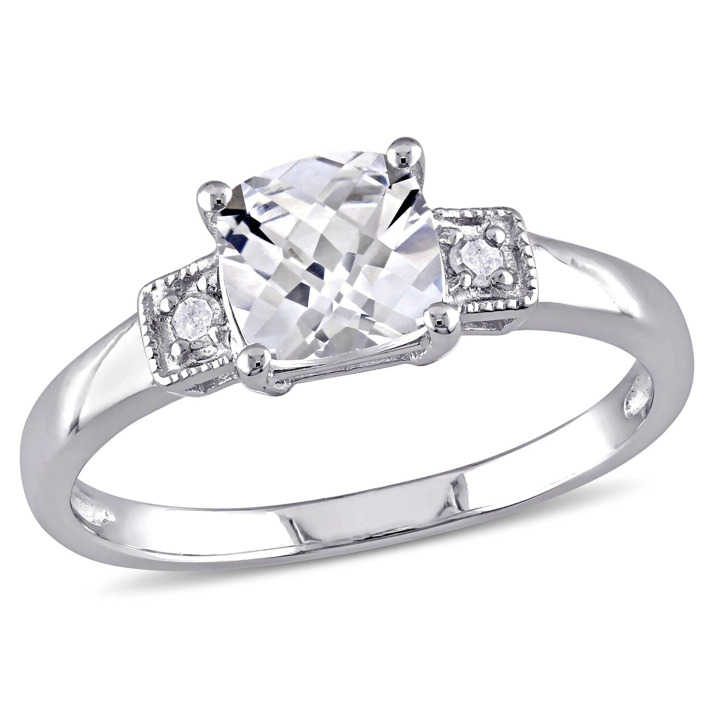 Sophia B 1 1/4ct Lab-Created White Sapphire Ring with Diamond Accents