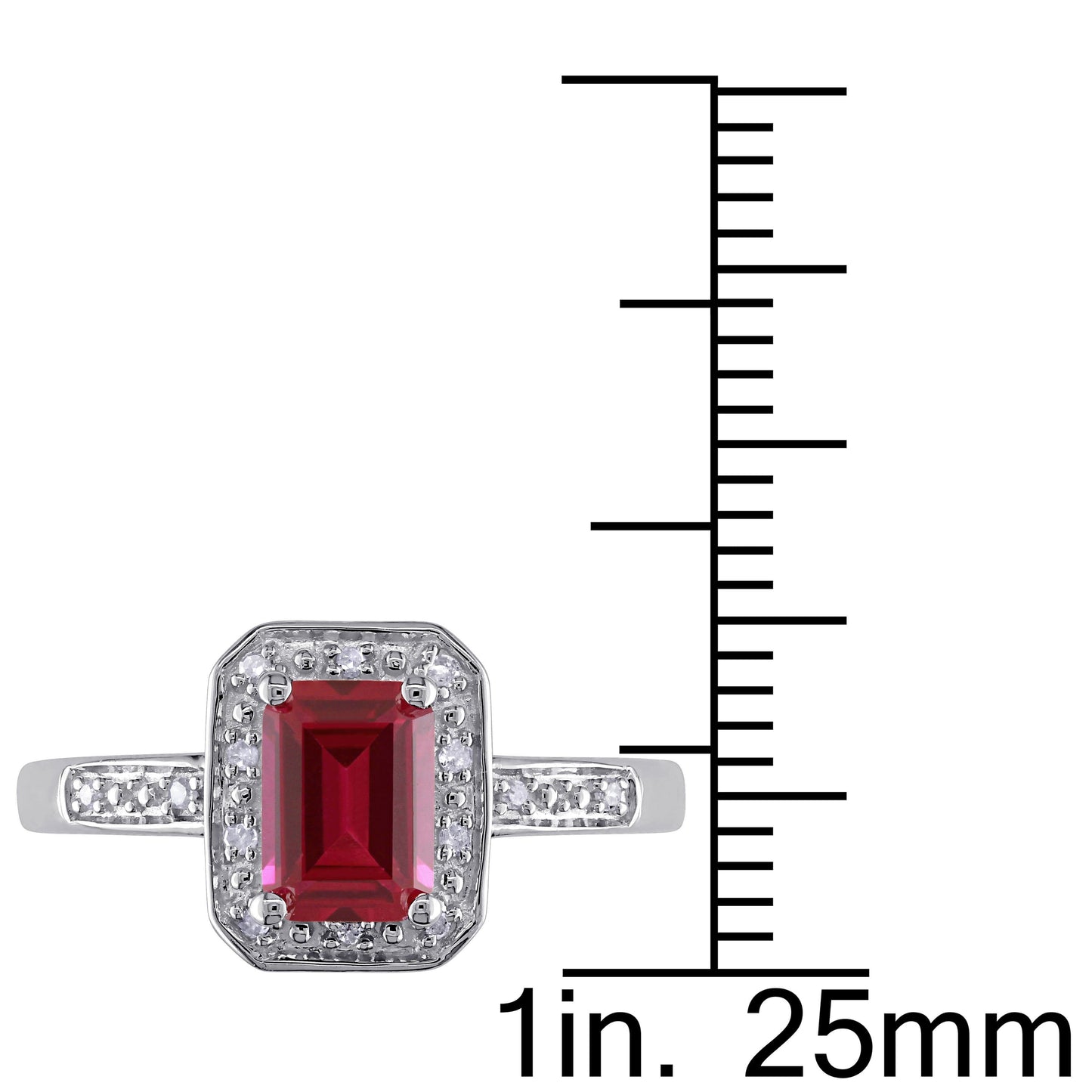 Sophia B Ruby Halo Ring with Diamond Accents