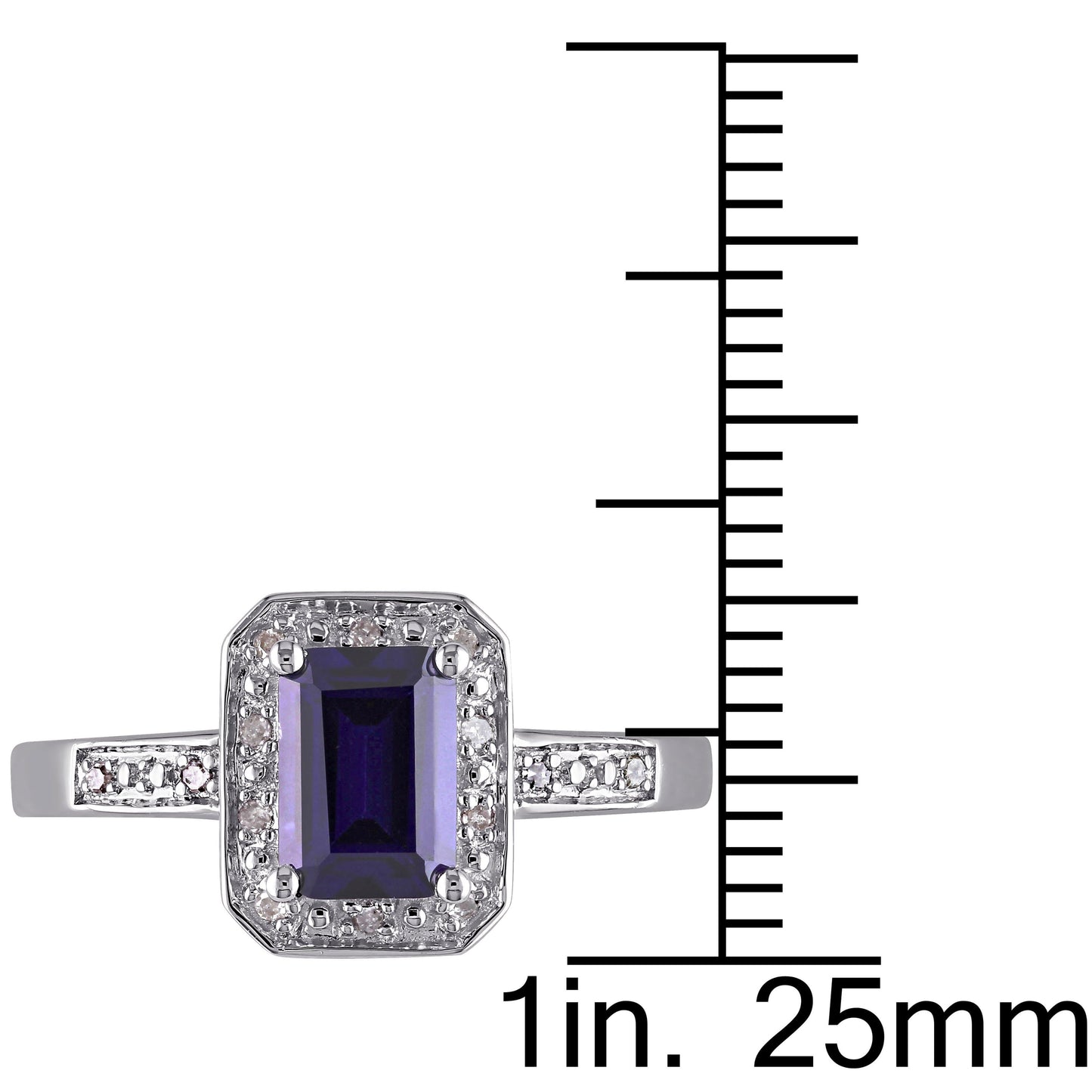 1 3/5ct Blue Sapphire & Diamond Halo Ring in Sterling Silver