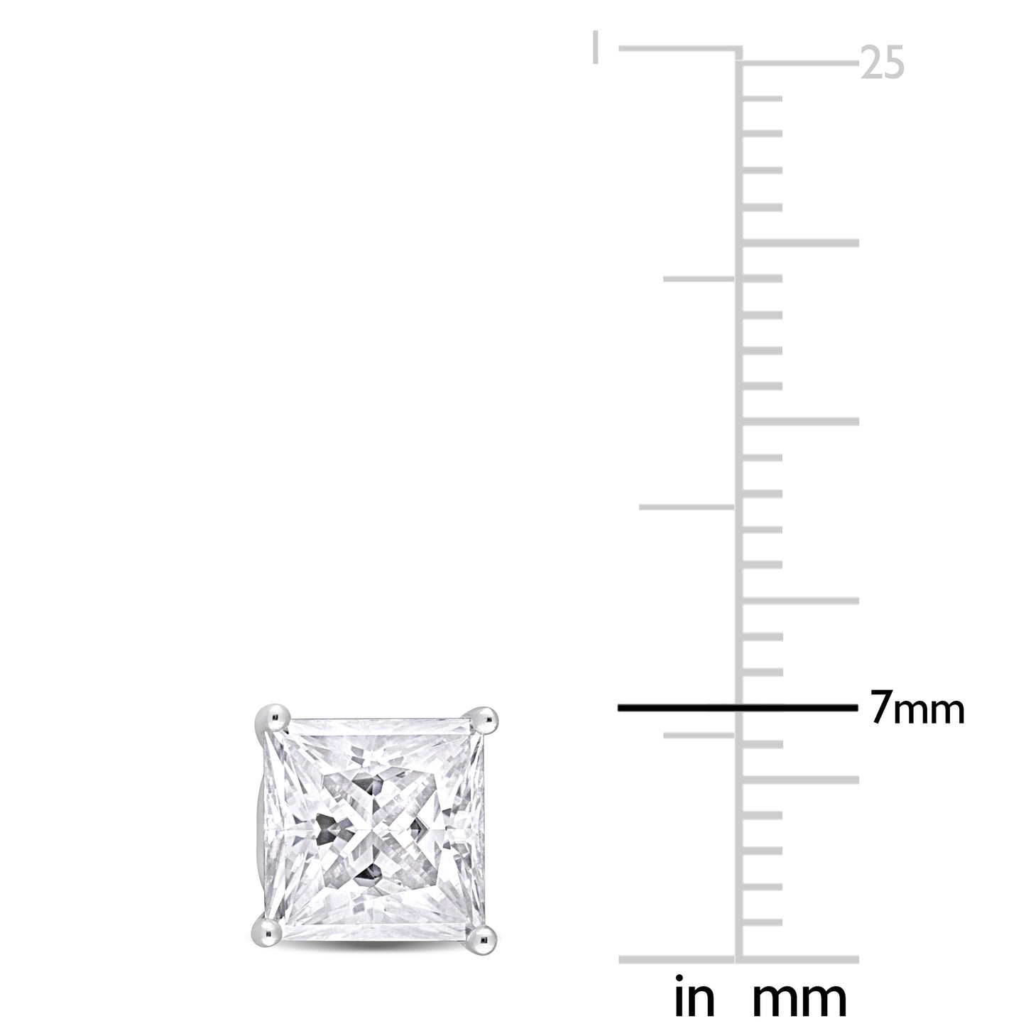 6ct Princess Cut Moissanite Studs in Sterling Silver
