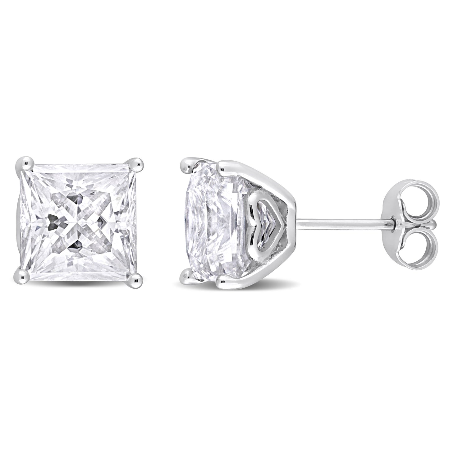6ct Princess Cut Moissanite Studs in Sterling Silver