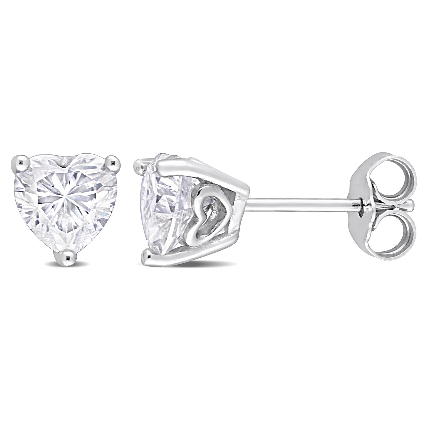 1 1/2ct Heart Cut Moissanite Studs in Sterling Silver