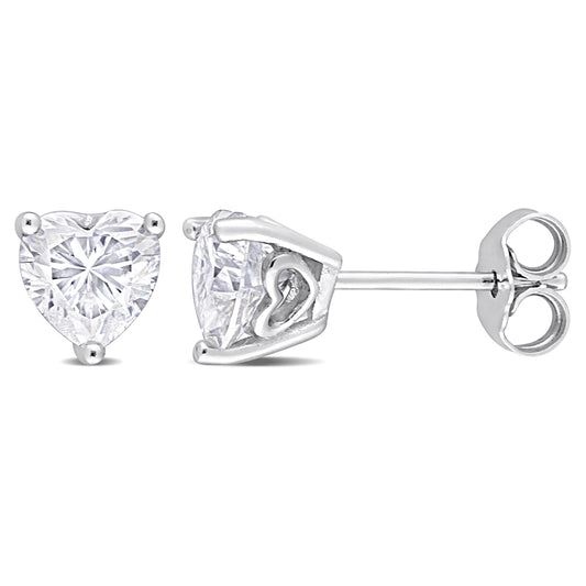 1 1/2ct Heart Cut Moissanite Studs in Sterling Silver