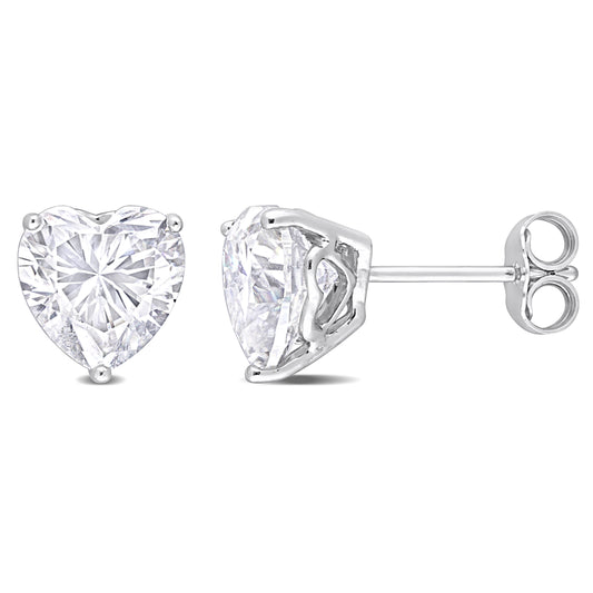 4ct Heart Cut Moissanite Studs in Sterling Silver