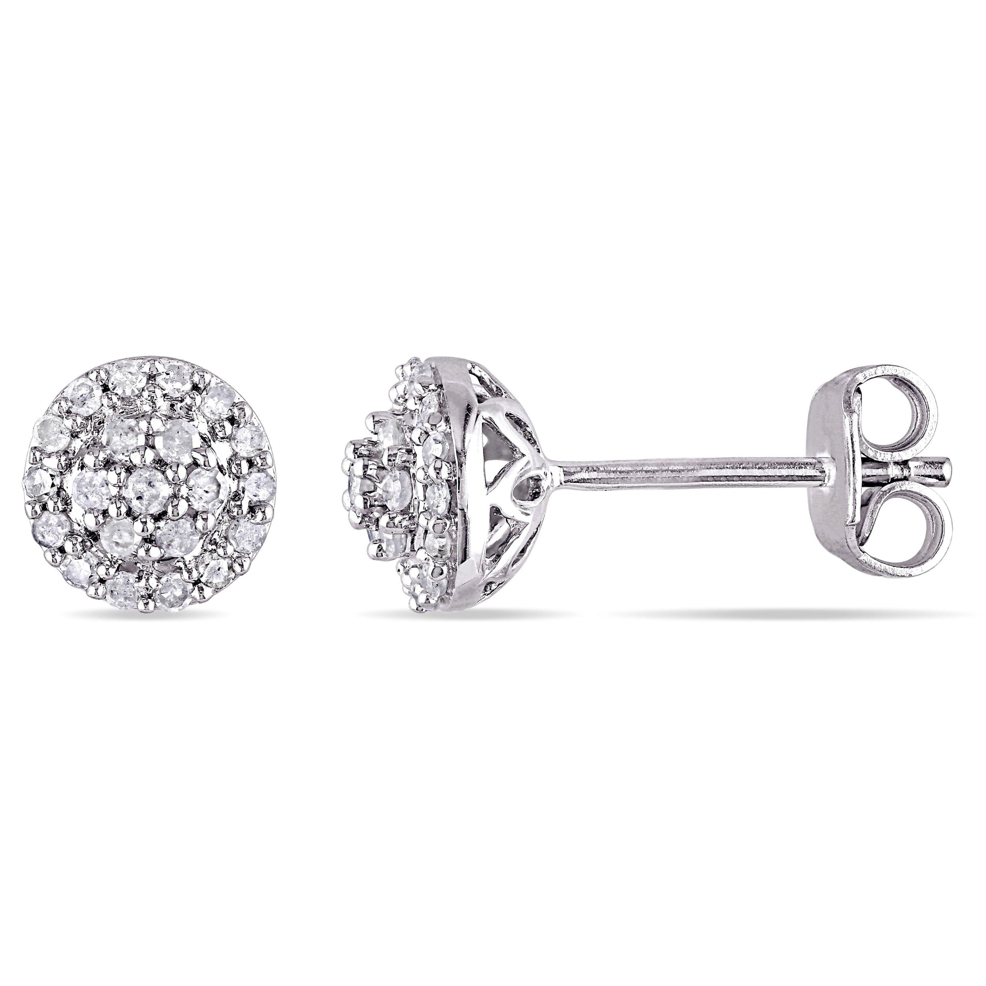 Julie Leah Diamond Halo Studs in Sterling Silver – IceTrends