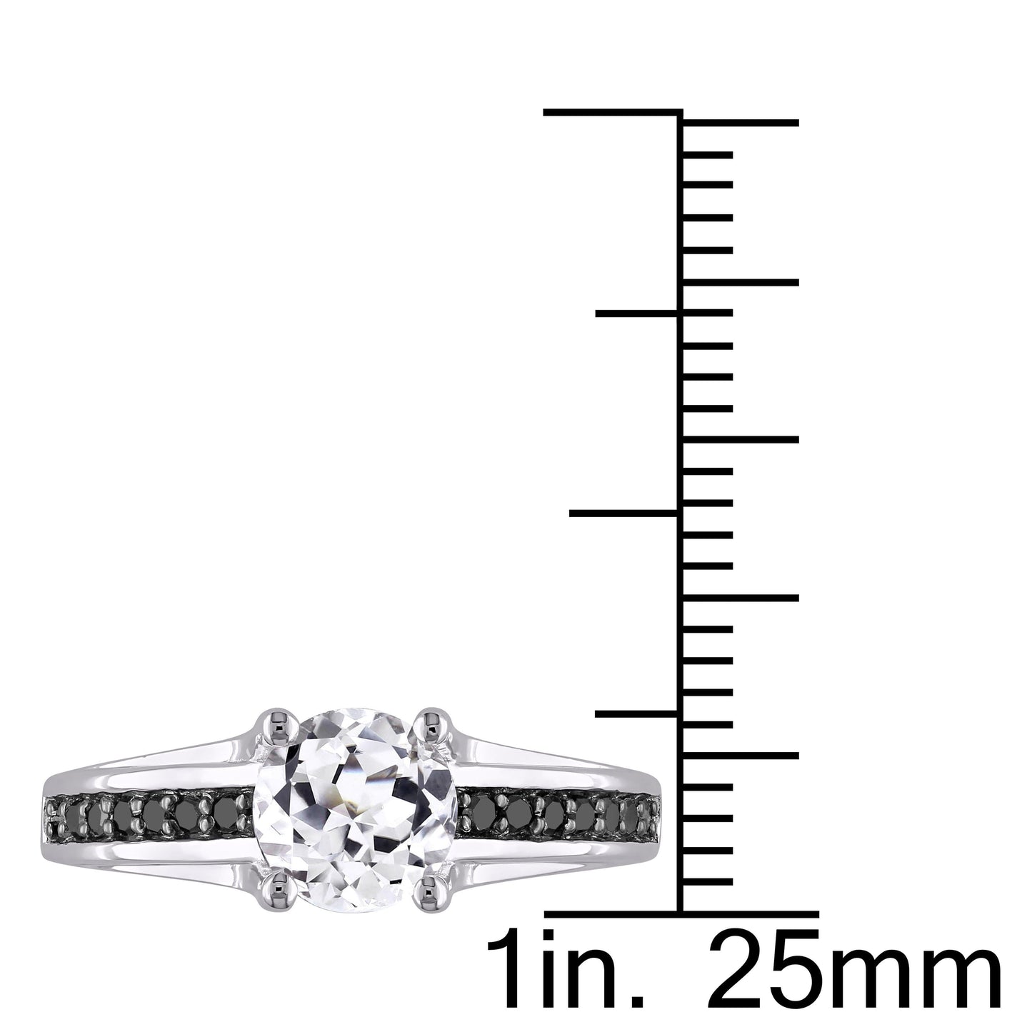 Sophia B White Sapphire & Black Diamond Engagement Ring