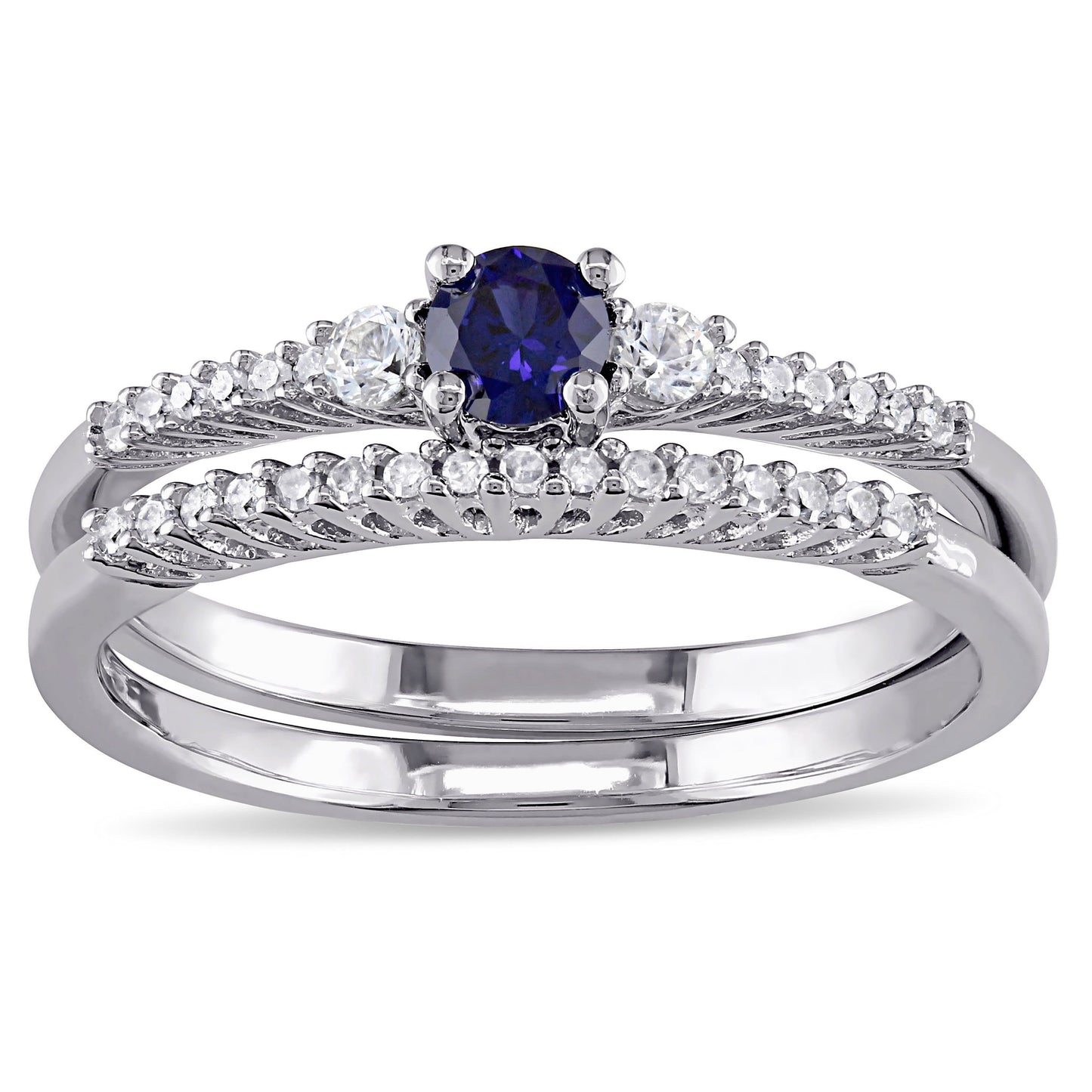 Sophia B 1/3ct Sapphire & Diamond Wedding Set