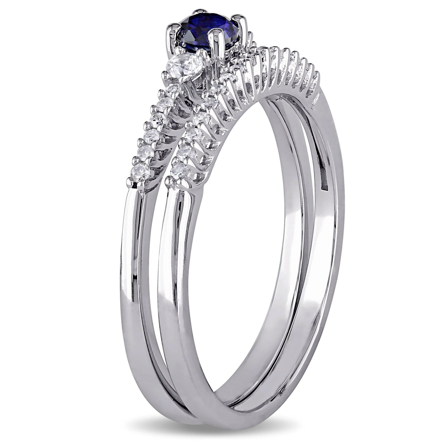 Sophia B 1/3ct Sapphire & Diamond Wedding Set