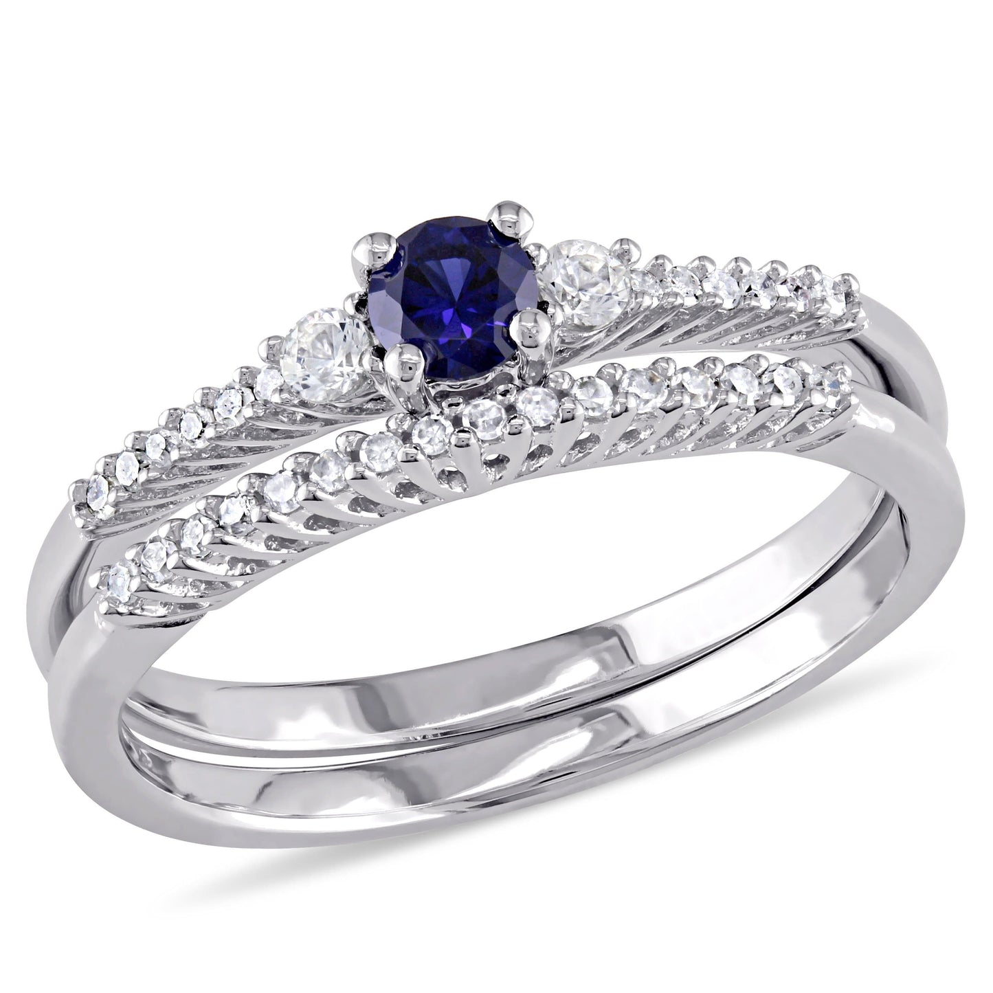 Sophia B 1/3ct Sapphire & Diamond Wedding Set