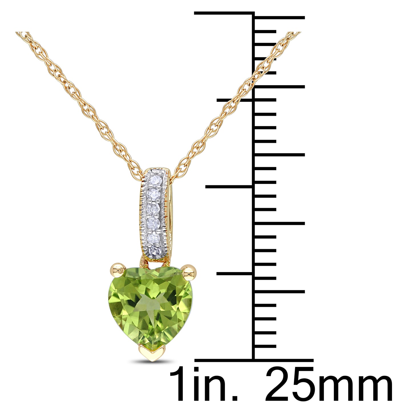 Heart Peridot & Diamond Necklace in 10k Yellow Gold