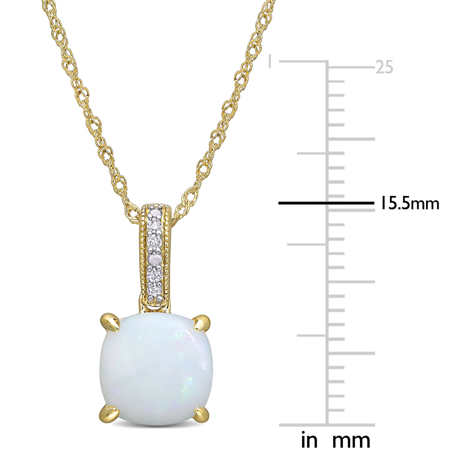 Opal & Diamond Pendant in 10k Yellow Gold